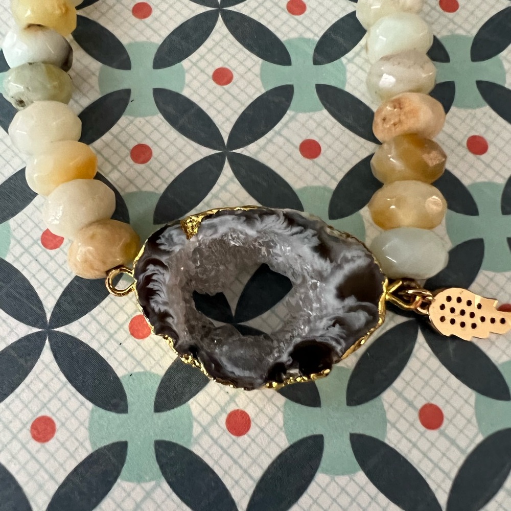 Multi-Stone Flex Bracelet with Angel Wing